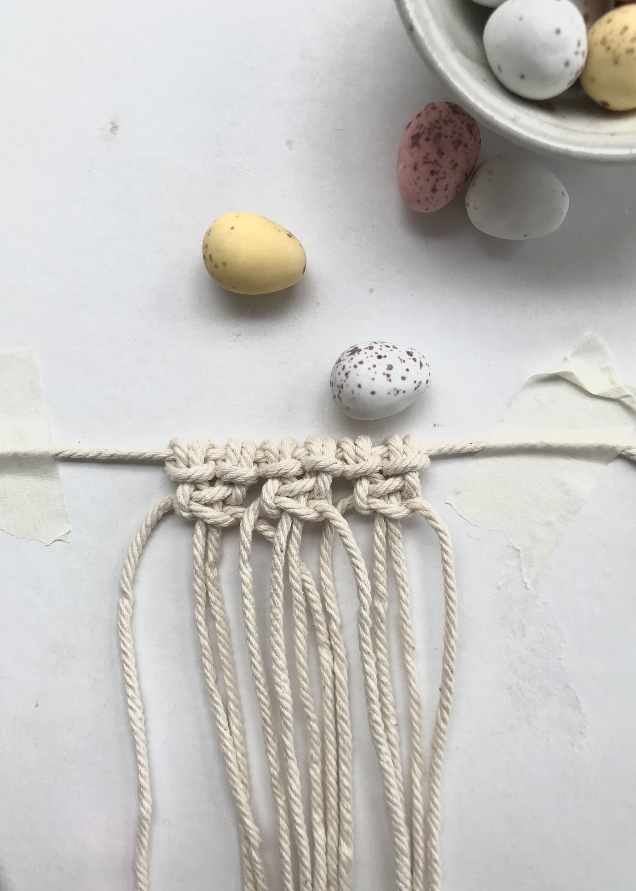 Mini macrame bunting- Easter basket decoration