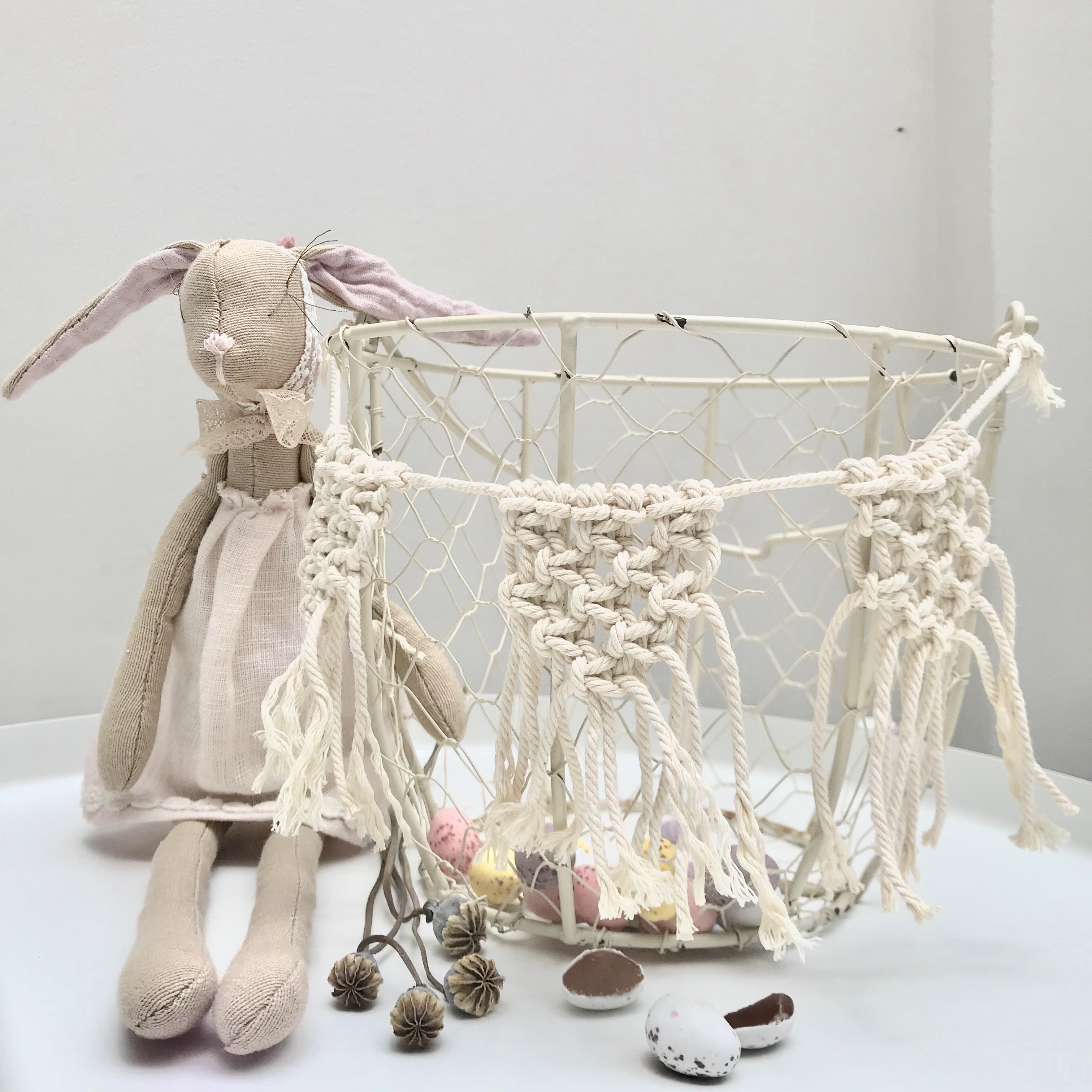 Mini macrame bunting- Easter basket decoration