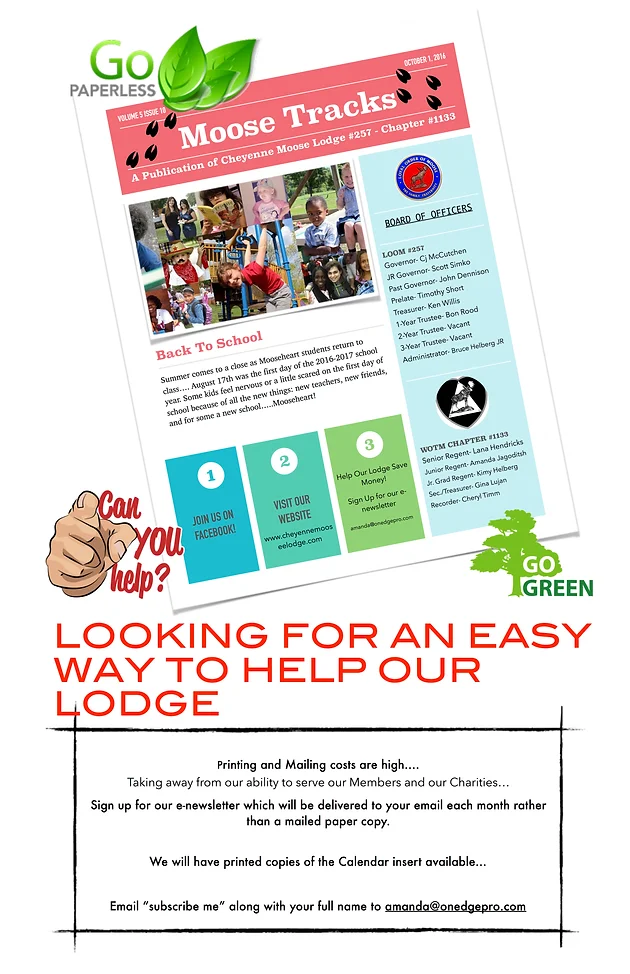 go green subscribe to our e newsletter cheyenne moose lodge 257 the moose flyers