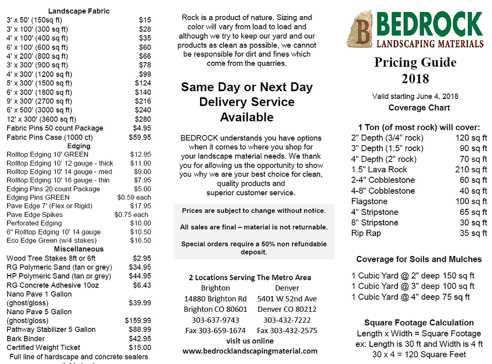 Bedrock Landscaping Materials Pricing & Specials - Bedrock Landscaping Materials Pricing & Specials