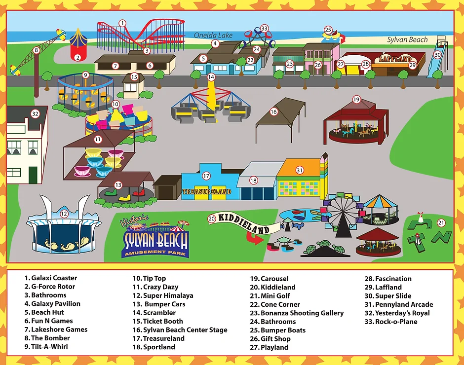 park map of sylvan beach amusement park
