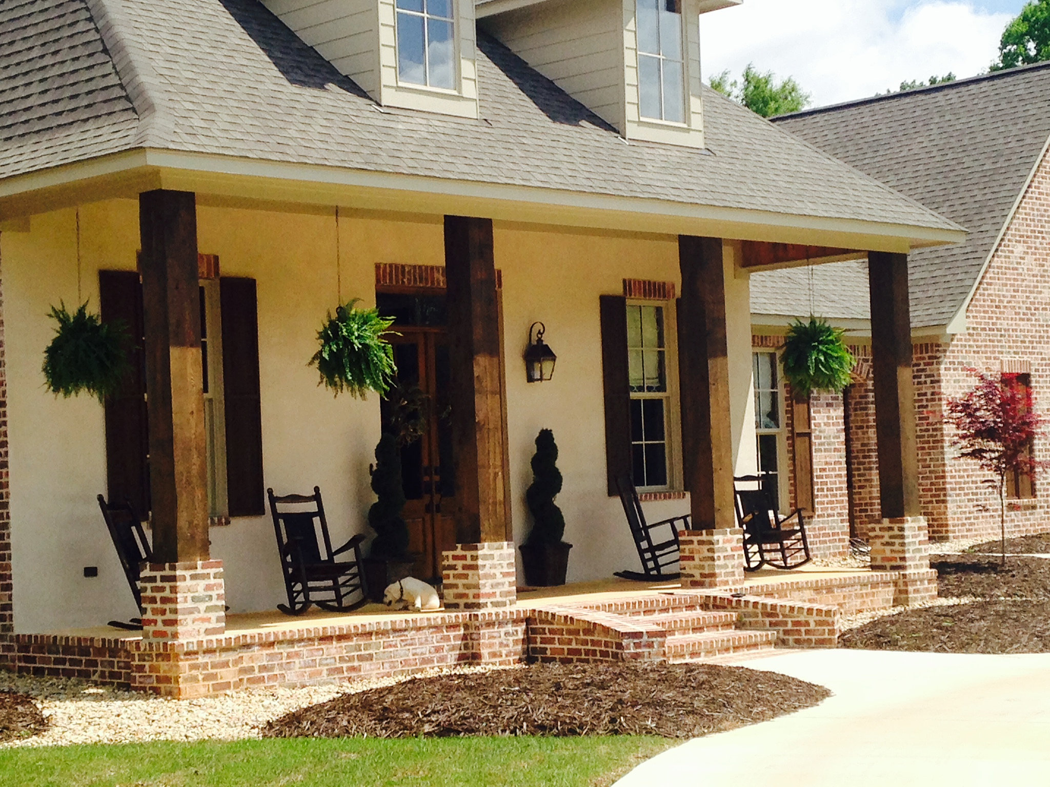 Madden Home Design - Acadian House Plans, French Country House ...  Closeup of front porch.