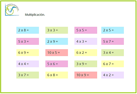 Actividades tablas de multiplicar tercero primaria