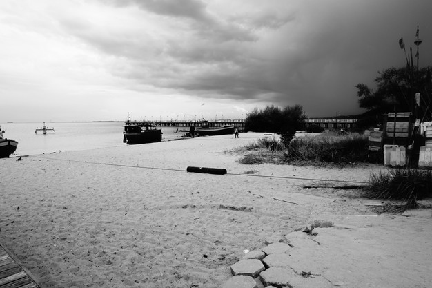 gdynia orlowo, beach, black and white photography