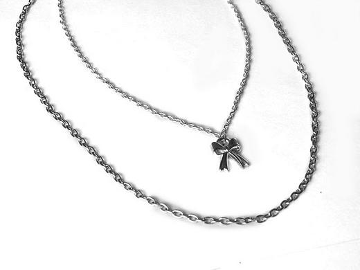 Silver Bow Choker Chain Necklace