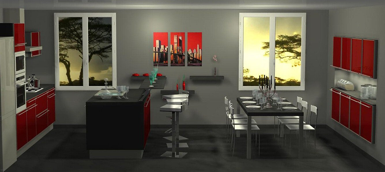 Menuis art cuisine moderne, cuisine design dressing vichy