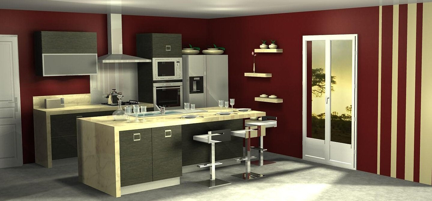 Menuis art cuisine moderne, cuisine design dressing vichy