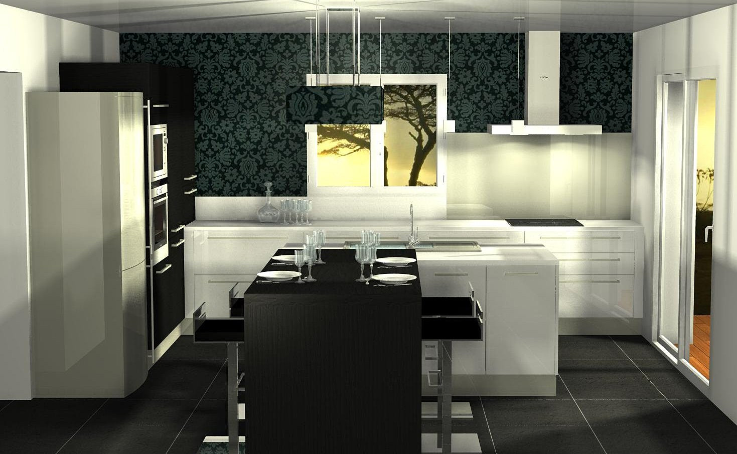 Menuis art cuisine moderne, cuisine design dressing vichy