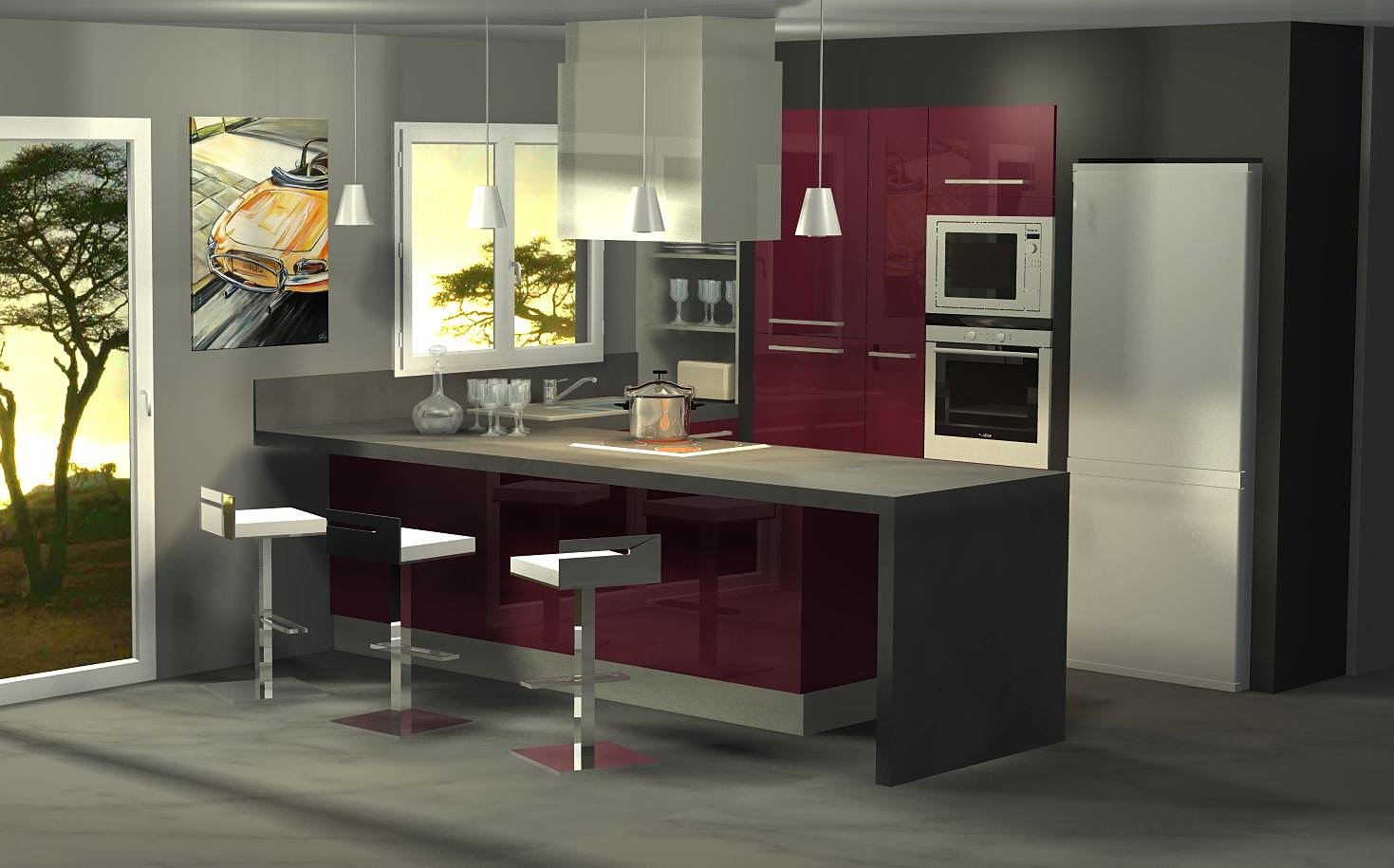 Menuis art cuisine moderne, cuisine design dressing vichy