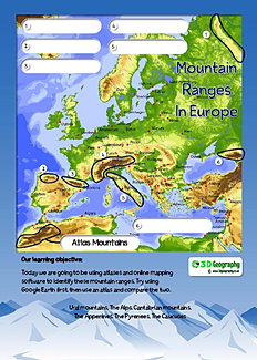 Worksheets World Geographic Features Worksheet map skills worksheets locating mountains in europe