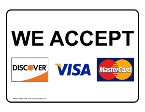 Image result for now accepting visa mastercard discover image