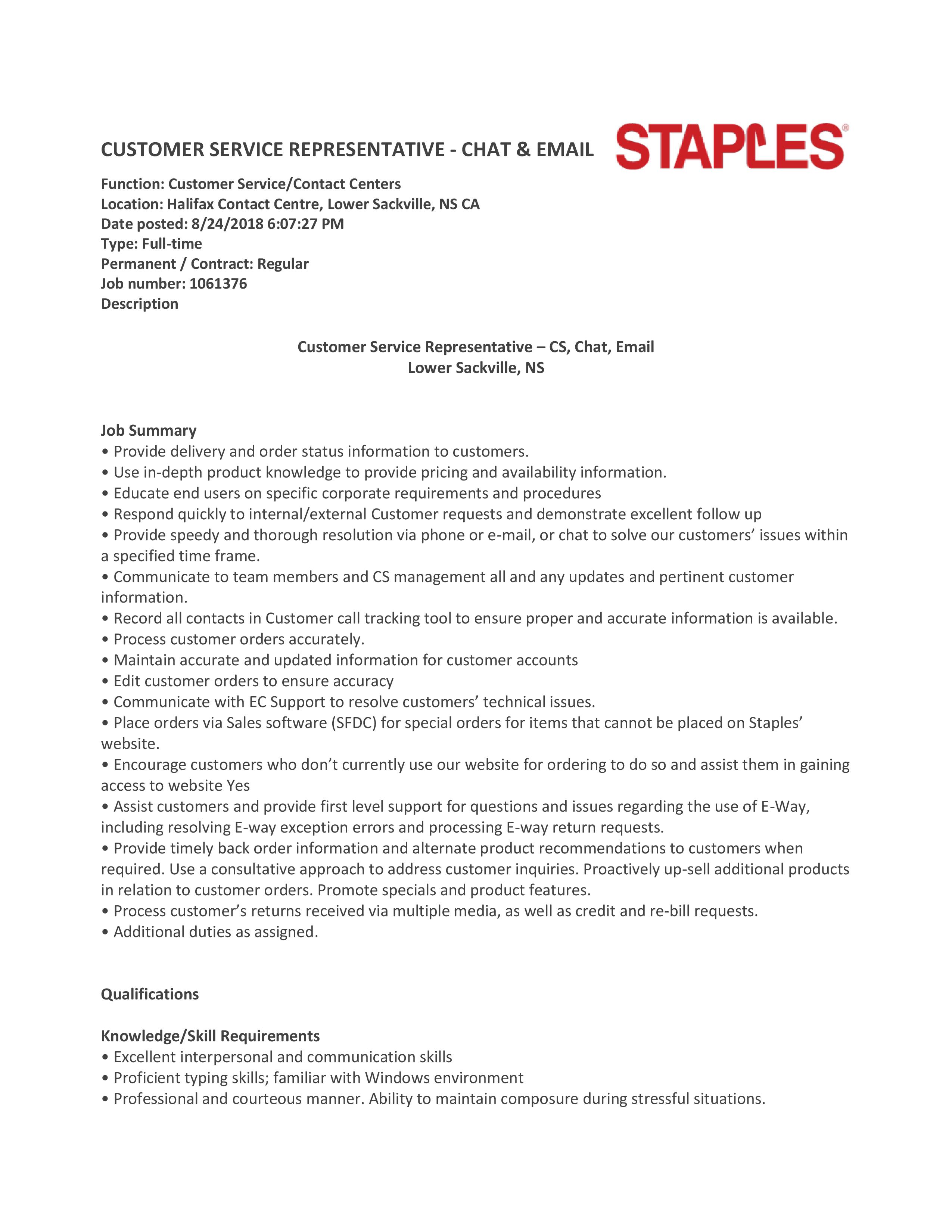 staples customer service representative chat email staples customer service