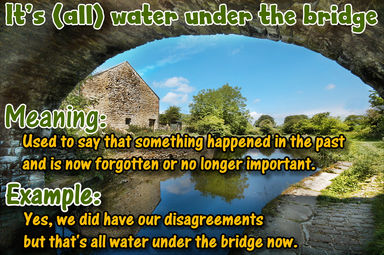 Image result for it's water under the bridge