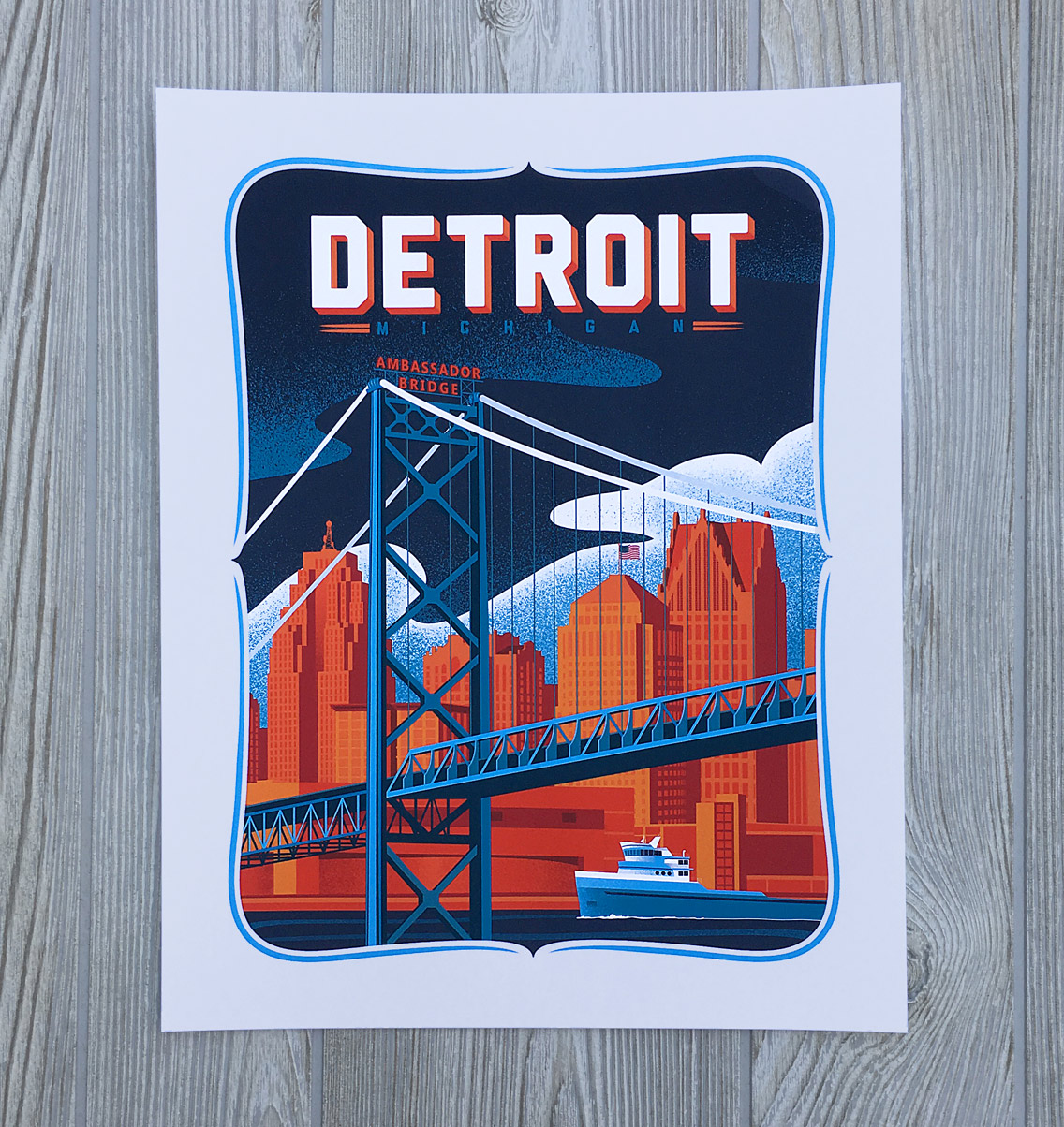 Detroit, Michigan Art Print by The Mighty Mitten