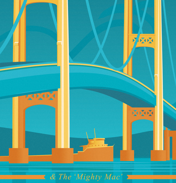 Mackinac Bridge Michigan Art Print by The Mighty Mitten