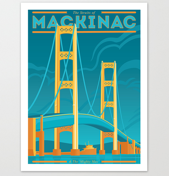 Mackinac Bridge Michigan Art Print by The Mighty Mitten