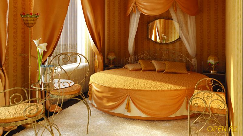 Спальня: круглая кровать