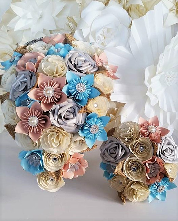 Paper Flower Wedding Bouquet Bespoke Origami Bridal made in UK brides
