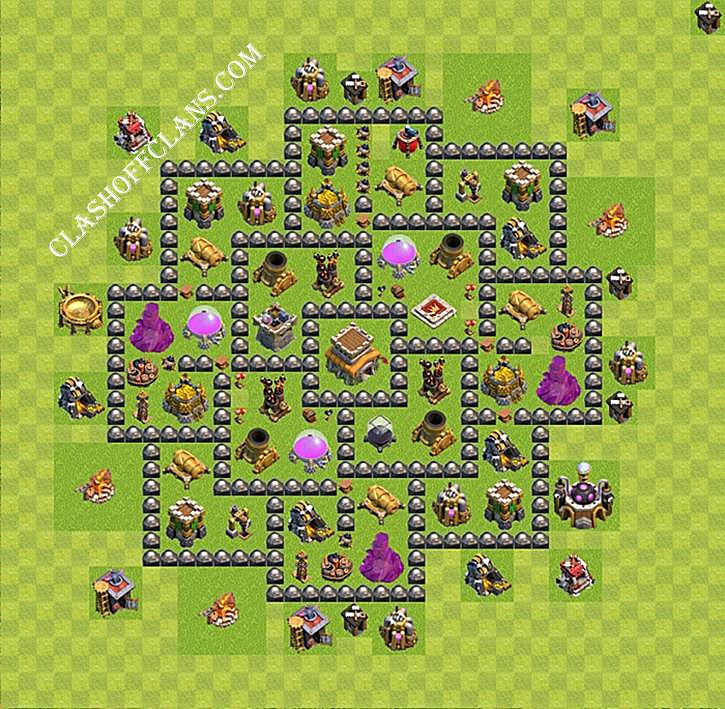 Расстановка TH8 с 4 мортирами | Все о Clash of Clans