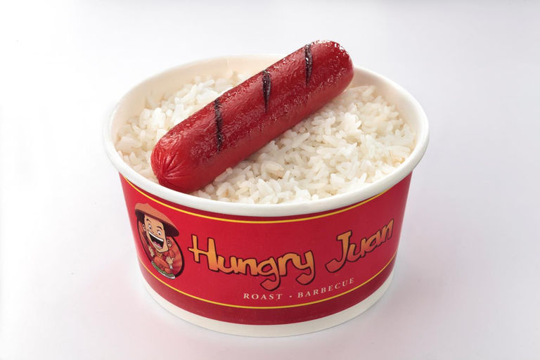 bbq hotdogs on rice