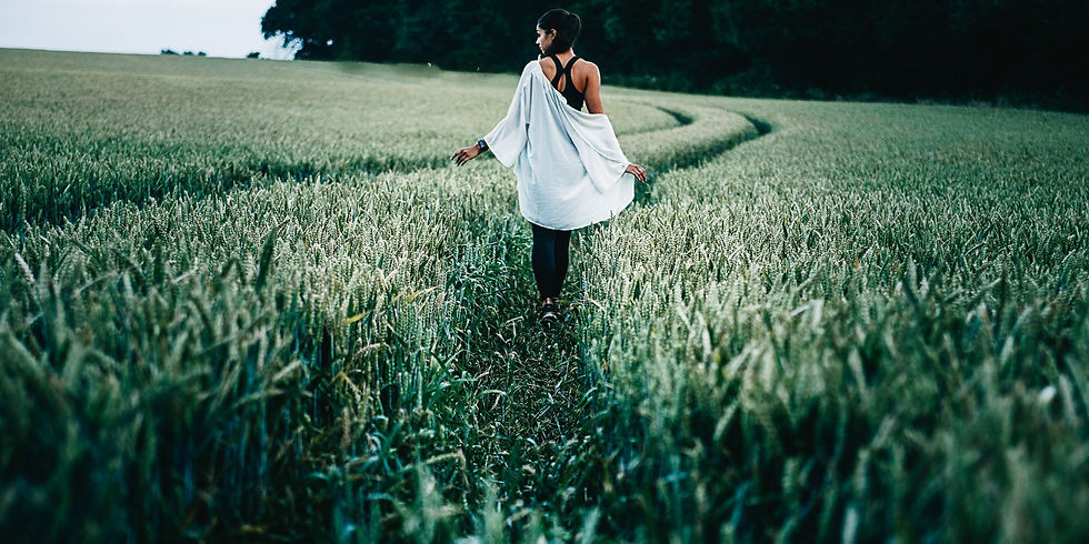 women walking in the fields