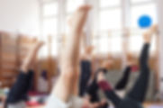 Shoulder stand in yoga class