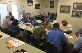 Students taking a safety class