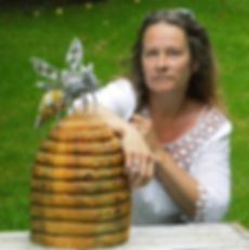 Wired to the Moon Unique Wire Sculptures Queen Honey Bee on Carved Beehive with Tonya Clifford, Sculptress