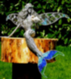 Wired to the Moon Unique Wire Sculptures Mermaid Fairy with Koi Carp