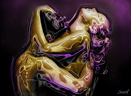 Couple in a spoon love position