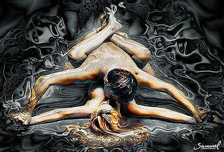 Couple in a spoon love position