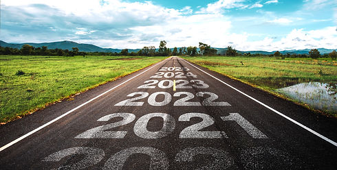 2020-2025 written on highway road in the