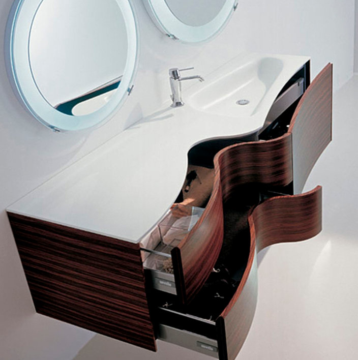 Built in solid wood vanity Jugend