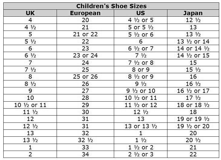 Shoe size conversion european to english japanese