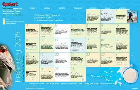 month calendar february 2018