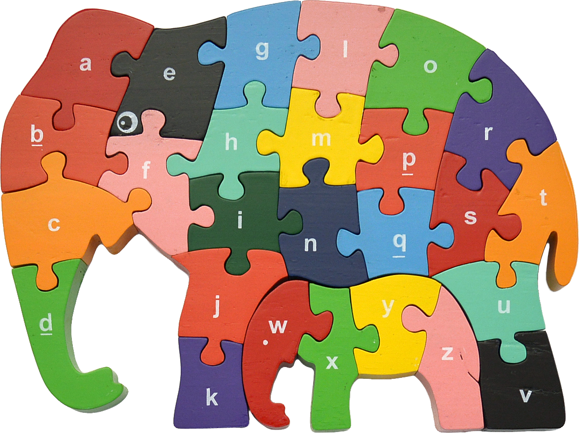 Red Fish Toys, wooden educational toys Elephant Alphabet Puzzle