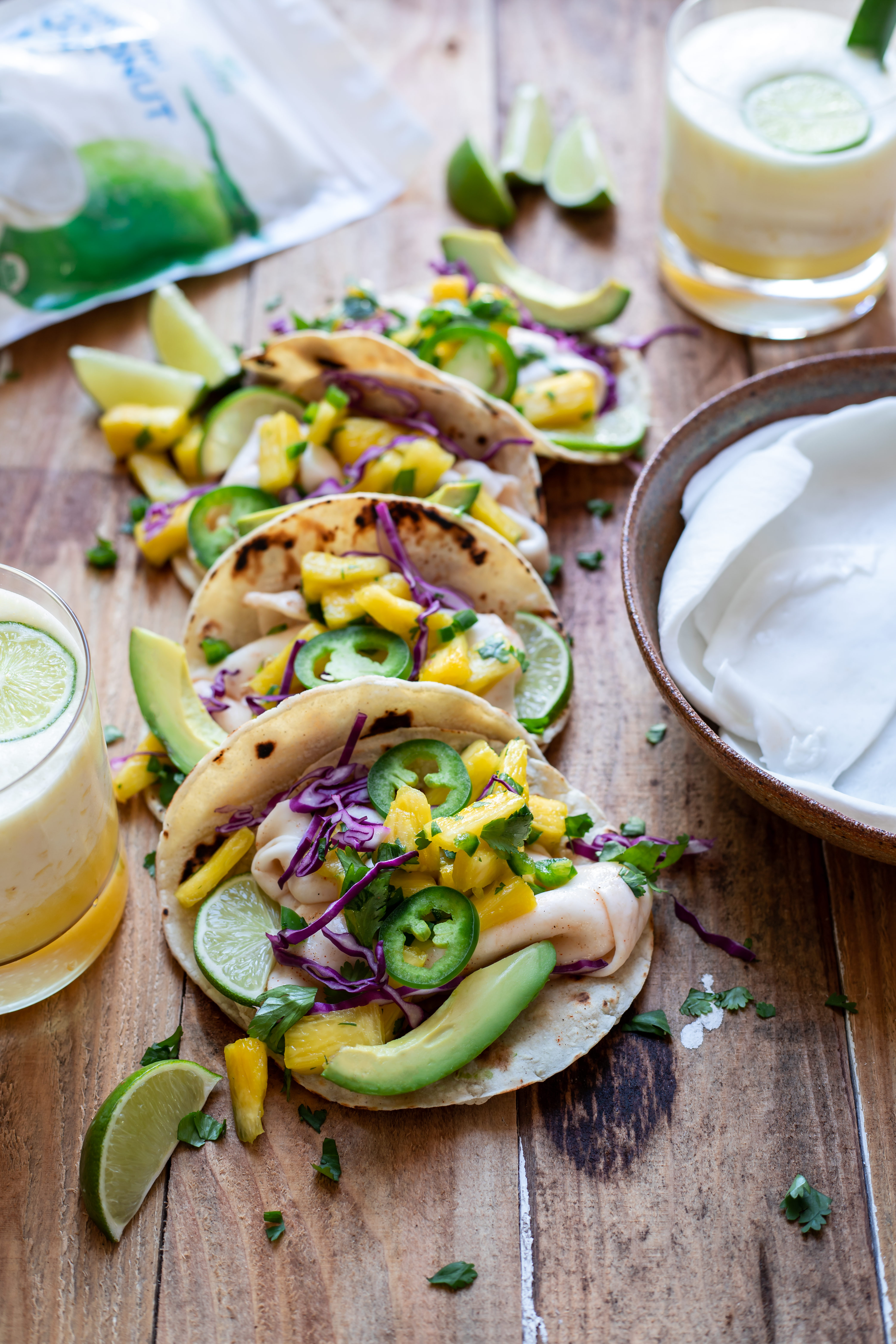 Chili Lime Coconut Meat Street Tacos with Pineapple Jalapeño Salsa Chili Lime Coconut Meat Street Tacos with Pineapple Jalapeño Salsa