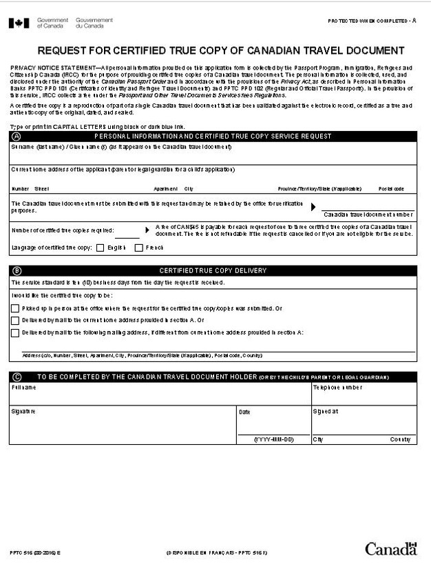 form to request canadian certified passport copy to provide to irs itin number form
