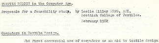 1982 exert of technical paper about computer aided design for weaving, written by Les Miller of ScotWeave