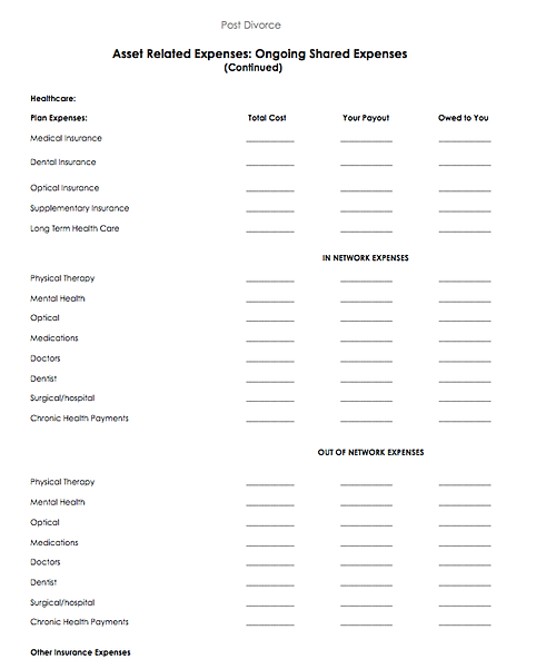 Printables Divorce Asset Worksheet sample pages from divorceapedia asset related expenses post divorce