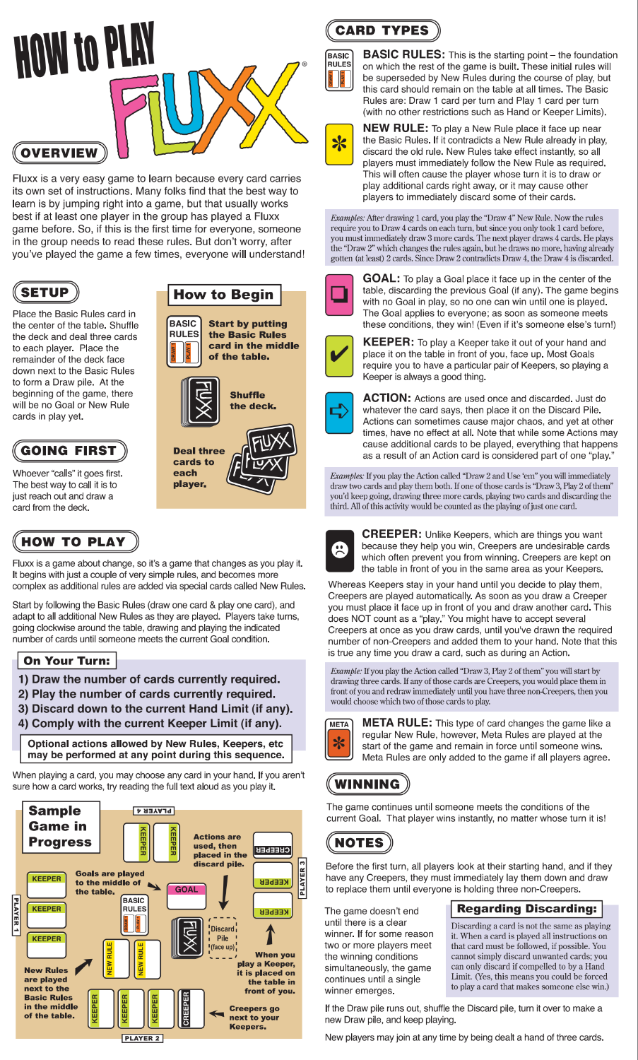 Official Fluxx Board Game Rules Official Fluxx Board Game Rules