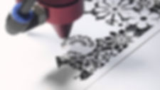 Cutting a wedding invitation.