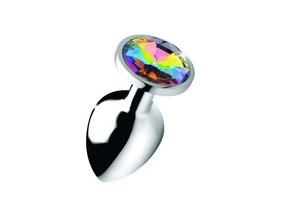 Анальная пробка Evolved Rainbow Metal S с радужным кристаллом, разноцветная EN-BP-8546-2 - Evolved - Анальные пробки со стразами - Купить