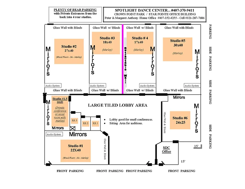 Dance Studio Floor Plan Rental Facility Information Orlando