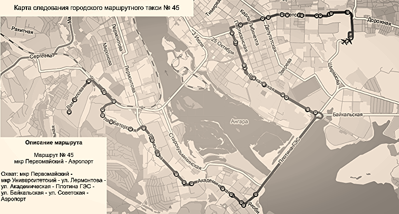 автобус 45 маршрут на карте