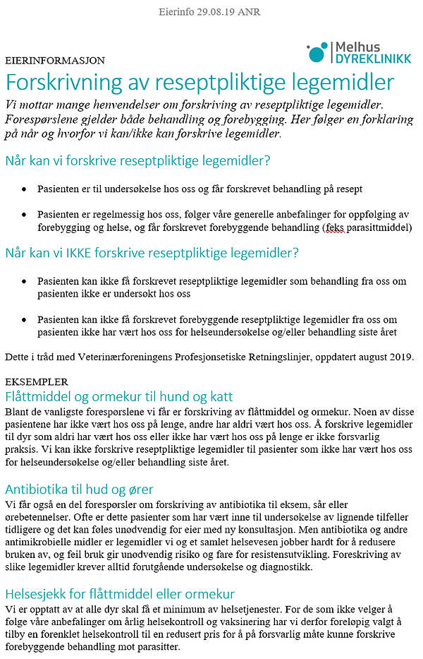 Forskrivning av reseptpliktige legemidle