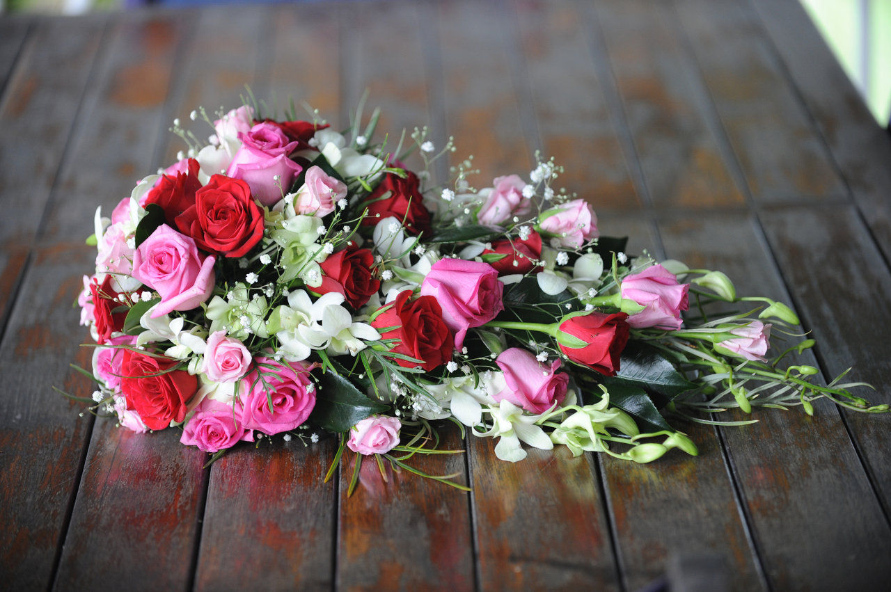 Dark Pink And White Roses