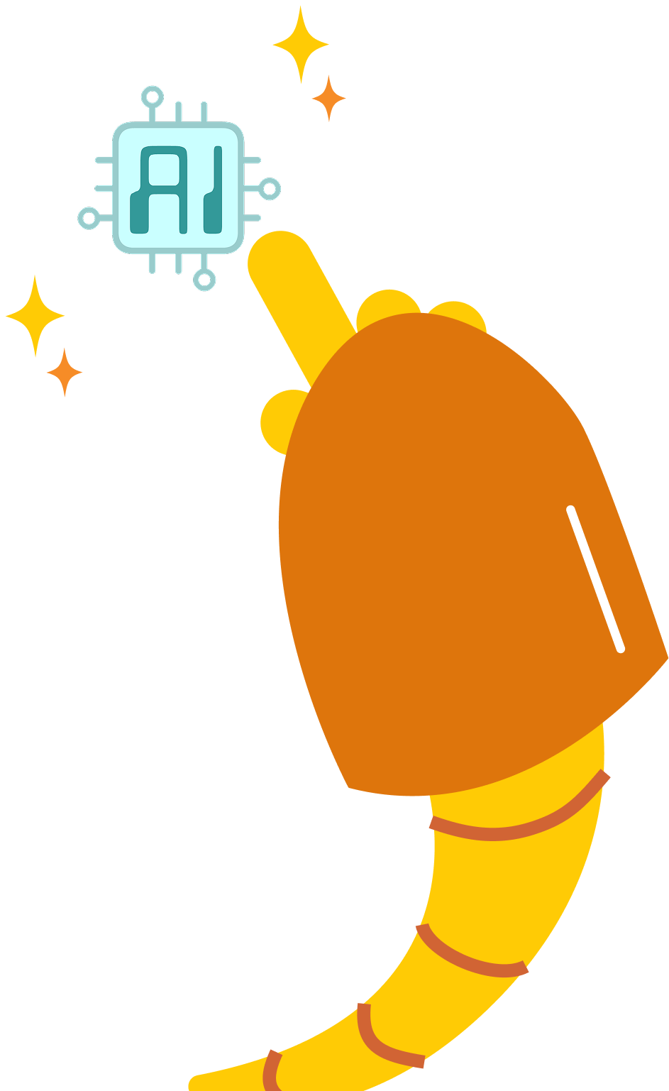 Moby's orange robot hand points to an icon indicating AI literacy.