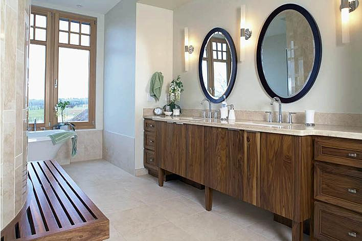 Custom bathroom vanity and bench