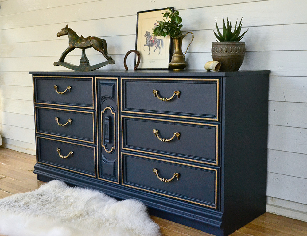 Raw Revials - Unique Upcycled Vintage Homewares & Furniture ... Raw Revials - Unique Upcycled Vintage Homewares & Furniture ... - Navy Blue Sideboard or Bedroom Dresser with Gold Accents Navy Blue Sideboard or Bedroom Dresser with